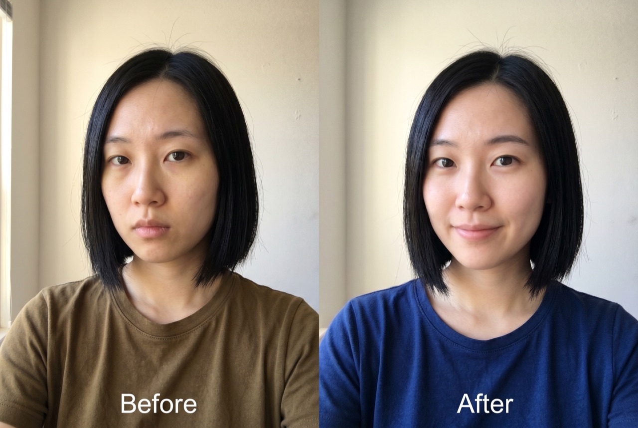 Before and after: khaki brown versus navy blue