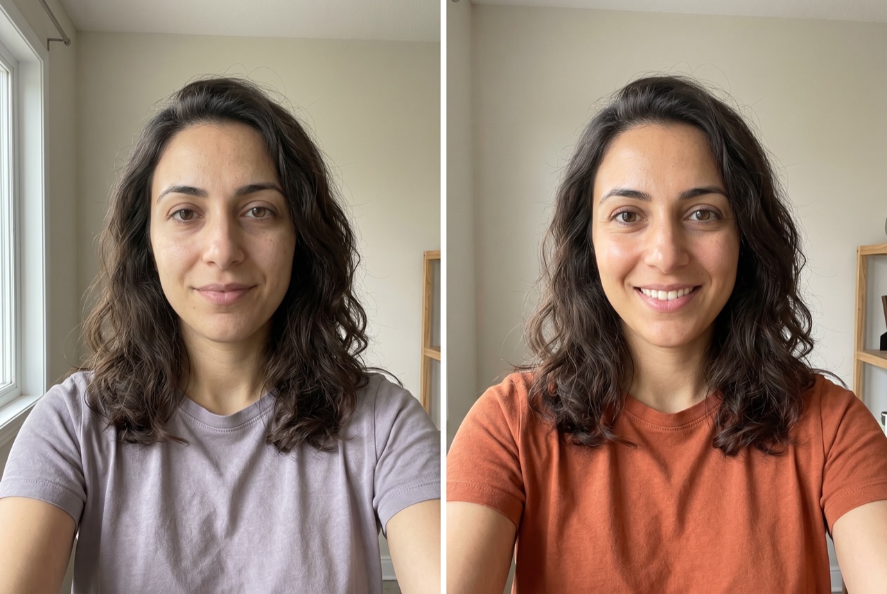 Before and after: lilac versus terracotta
